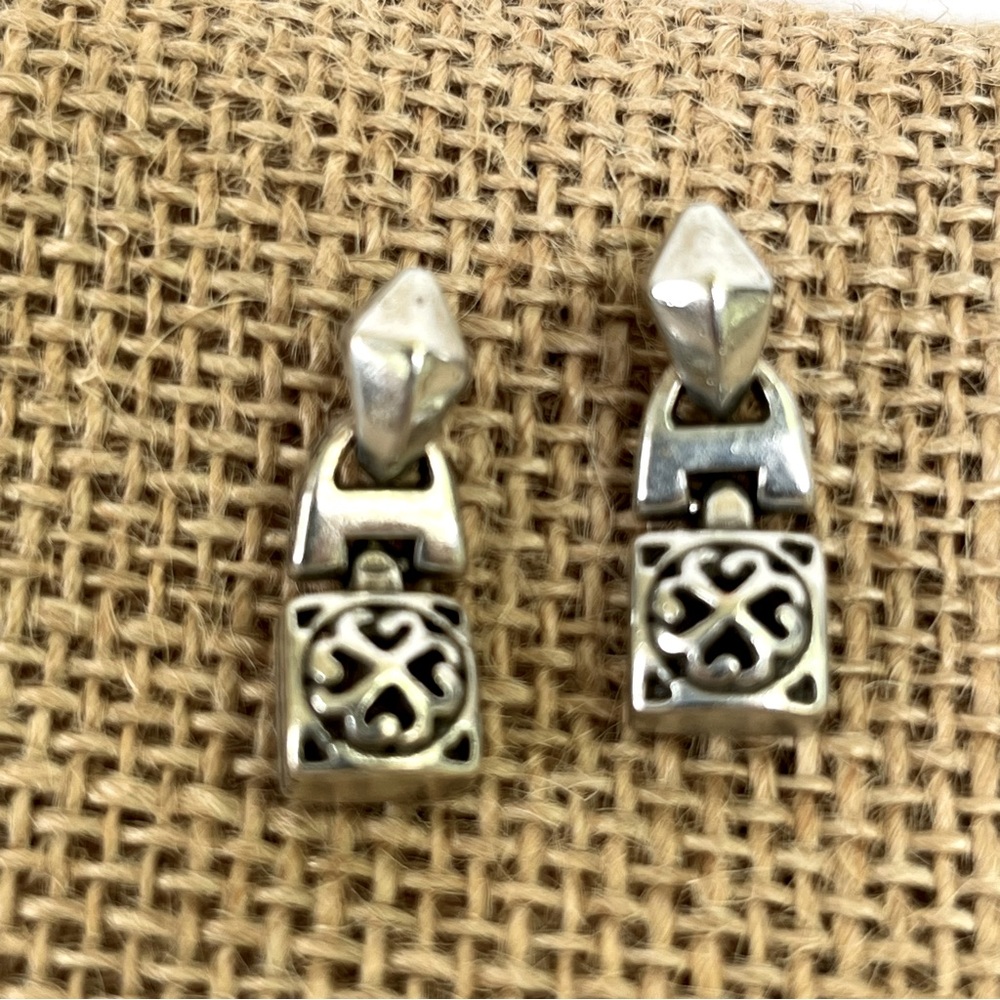 Brighton Silver Tone Door Knocker Post Dangle Drop 1” Earrings
